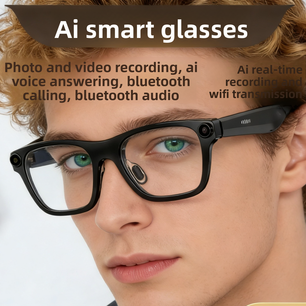 Gafas Inteligentes con IA – Cámara 1080P, Traducción en Tiempo Real, Bluetooth, 32GB