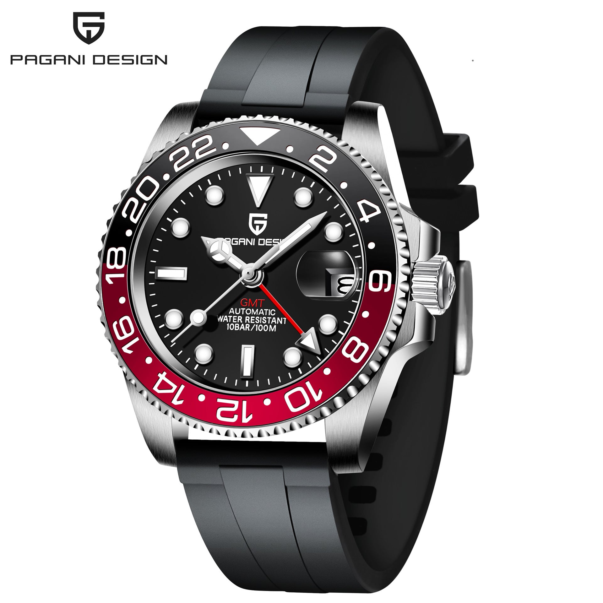 Reloj Mecánico GMT PAGANI DESIGN – Cristal Zafiro, Luminoso, 100m, 24 Estilos