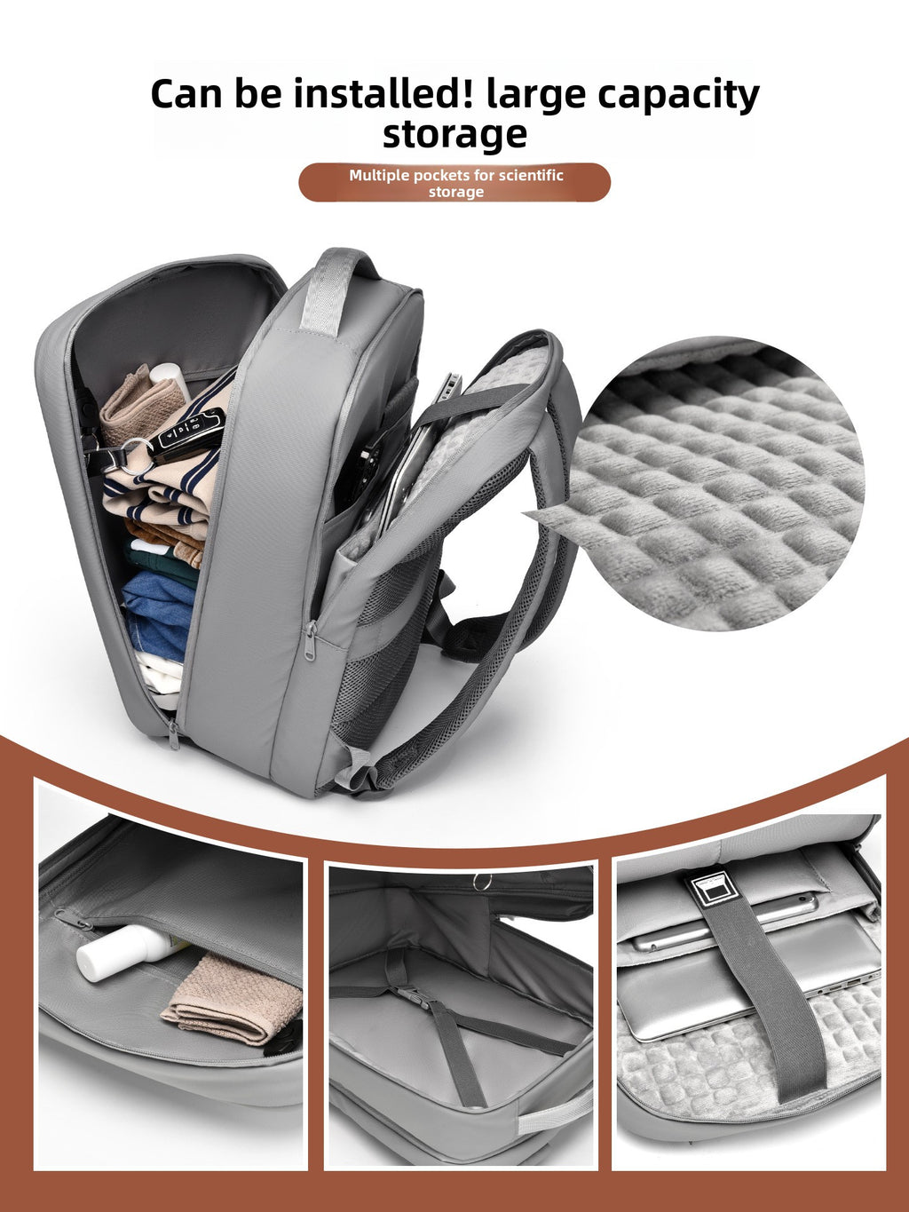Hard Shell Business Laptop Backpack | Oxford Fabric | Under 20L | Fits 15" | Silver Gray