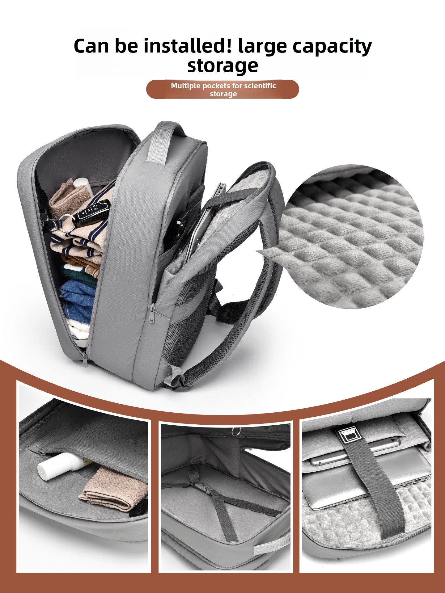 Hard Shell Business Laptop Backpack | Oxford Fabric | Under 20L | Fits 15" | Silver Gray