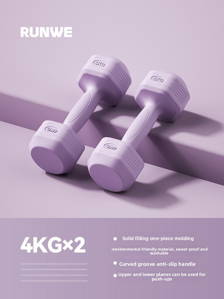 Hexagonal PVC Fitness Dumbbells | Non-Roll | 2kg-8kg | 4 Colors