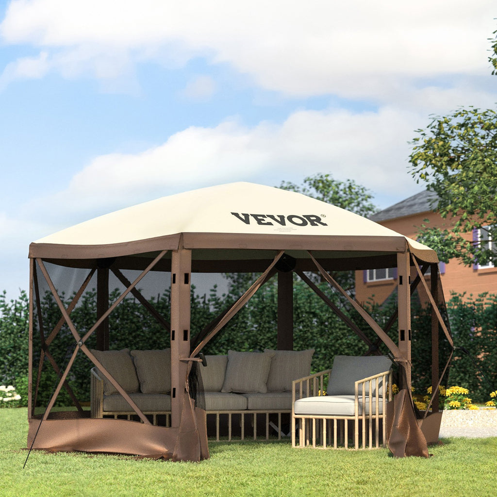 Carpa Gazebo de Camping 6 Lados con Ventanas de Malla