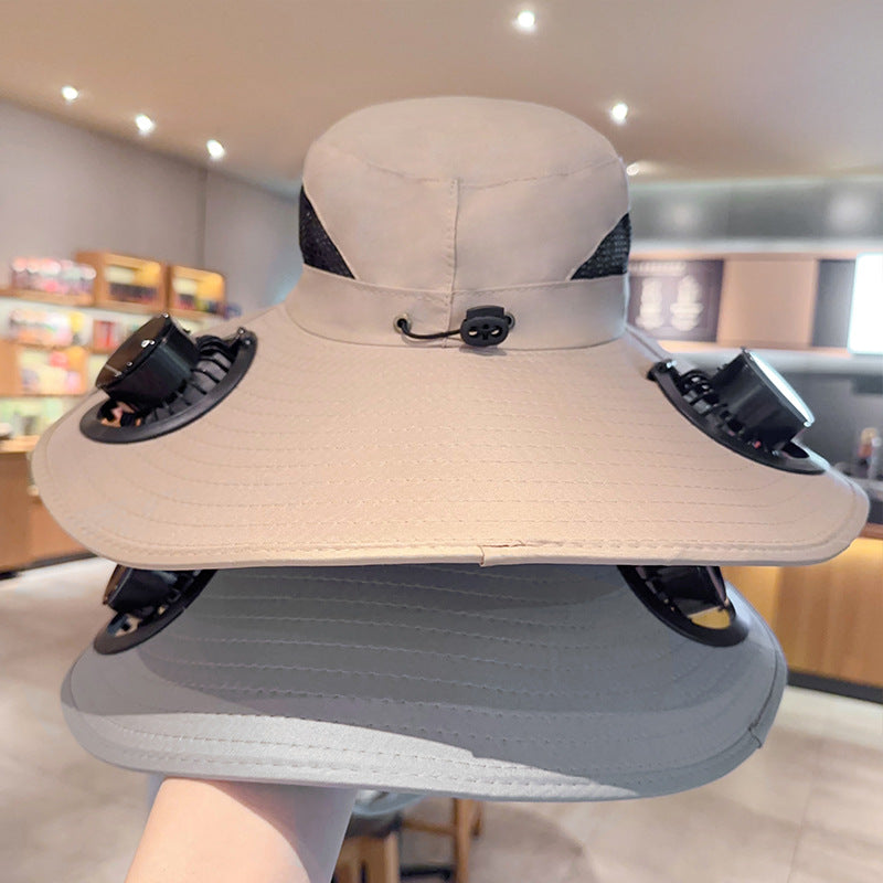 Sombrero Solar con Ventilador Integrado – Protección UV, Recargable USB, 5 Estilos