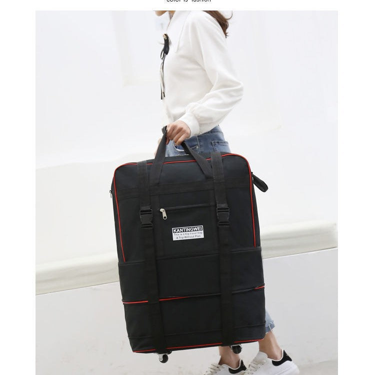 Expandable Oxford Cloth Travel Suitcase | 56-75L | Stainless Steel Wheels | S-XL