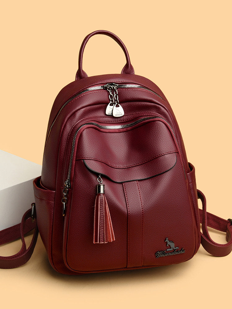 Mochila de Cuero Genuino para Mujer – Piel de Vaca, Laptop 14", Ligera, 3 Estilos