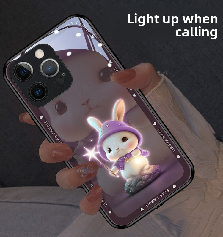 Starry Rabbit Light-Up iPhone Case | Tempered Glass | Glows on Calls