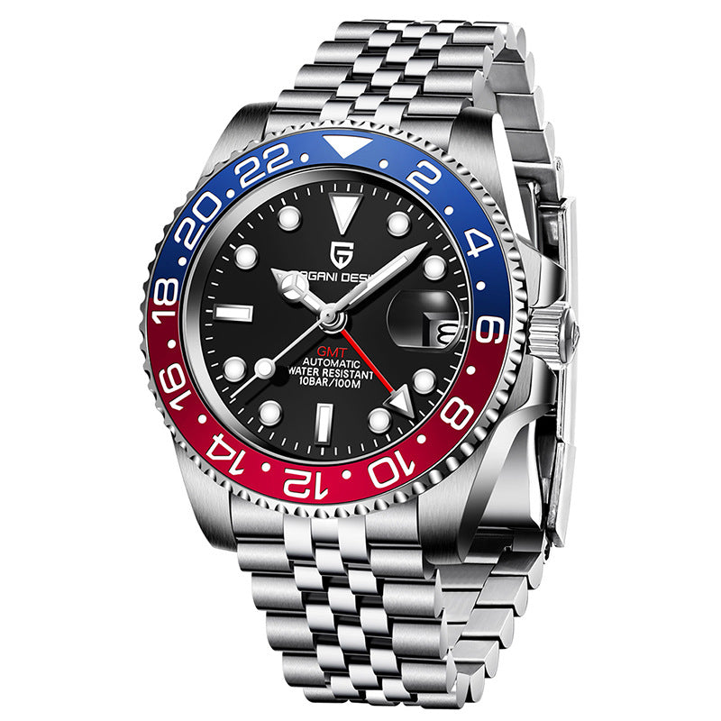 Reloj Mecánico GMT PAGANI DESIGN – Cristal Zafiro, Luminoso, 100m, 24 Estilos