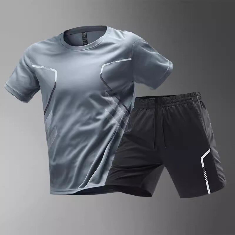 Conjunto Deportivo Hombre Seda de Hielo Camiseta + Shorts Secado Rápido 3 Colores M-5XL | Men's Ice Silk Quick-Dry Sports T-Shirt & Shorts Set