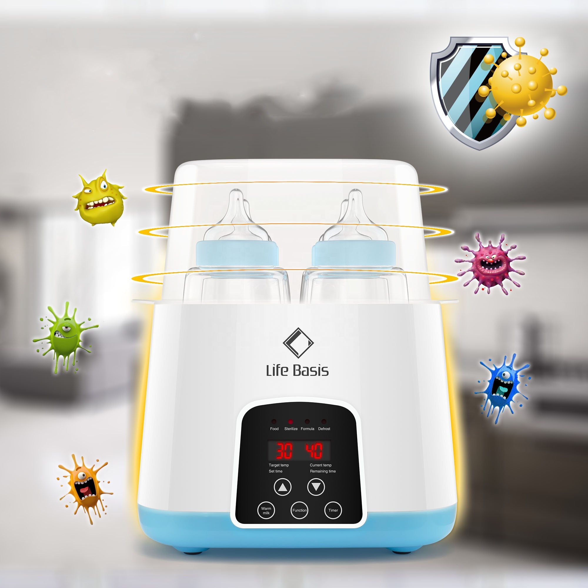 ALTSON Calienta Biberones Inteligente — 4 Biberones Simultáneos, Termostato, Control Remoto