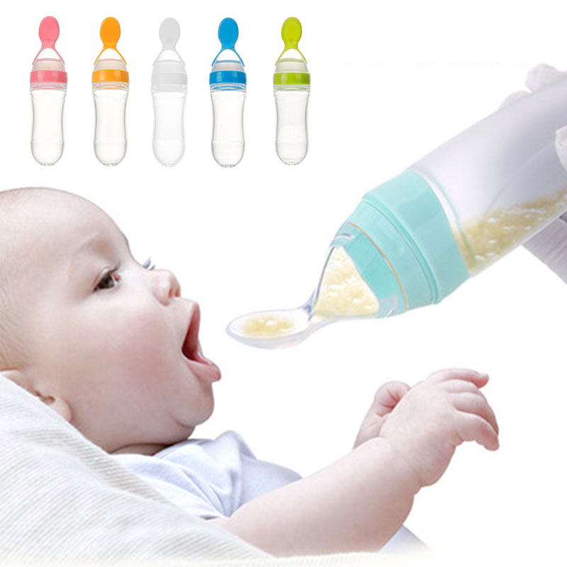 ALTSON Cuchara Biberón de Silicona para Bebés — 90ml, Libre de BPA, 5 Colores