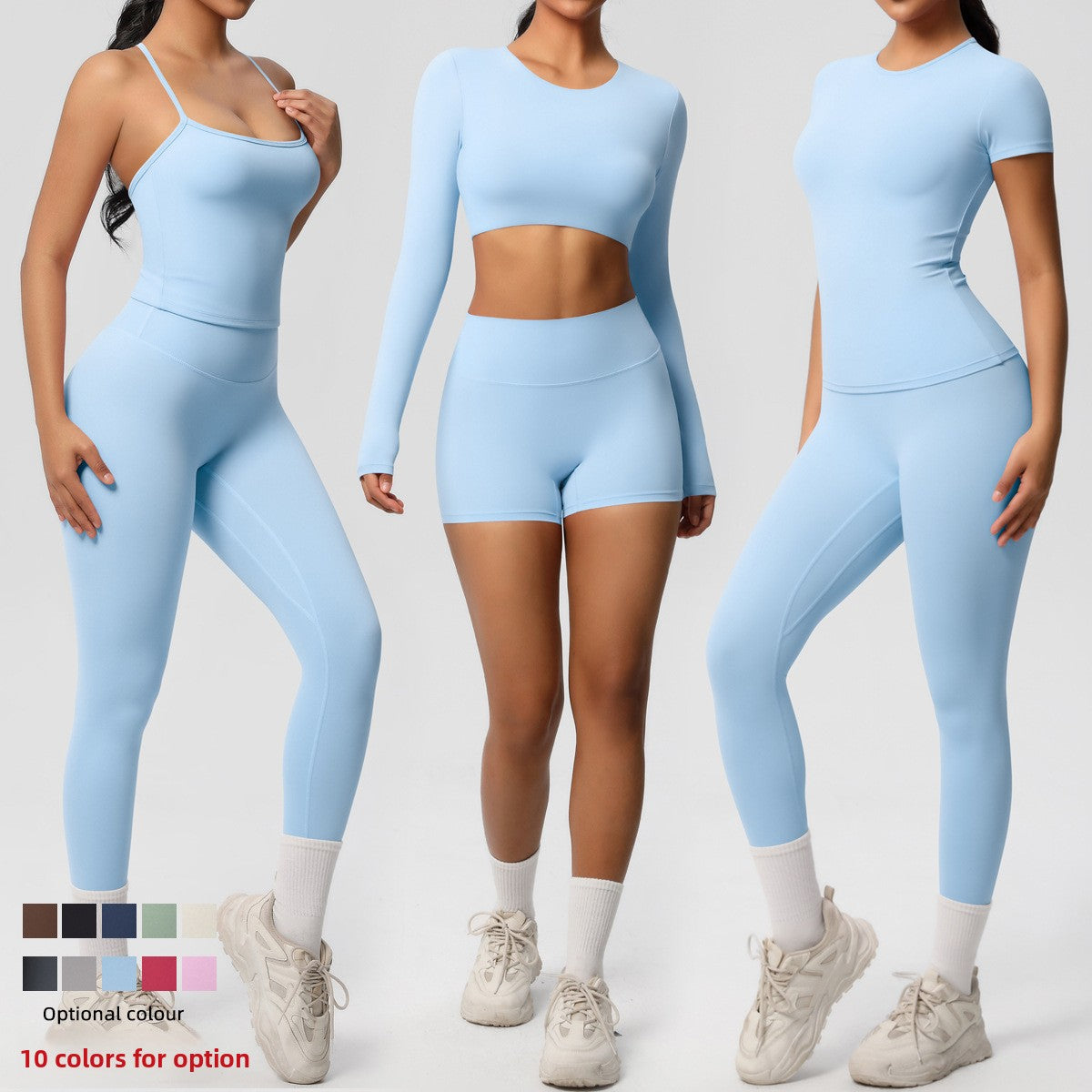 Conjunto Yoga Mujer Pantalón + Top Deportivo 80% Nylon 20% Spandex Quick-Dry Slim-Fit S-XL | Women Yoga Pants & Sports Top Set