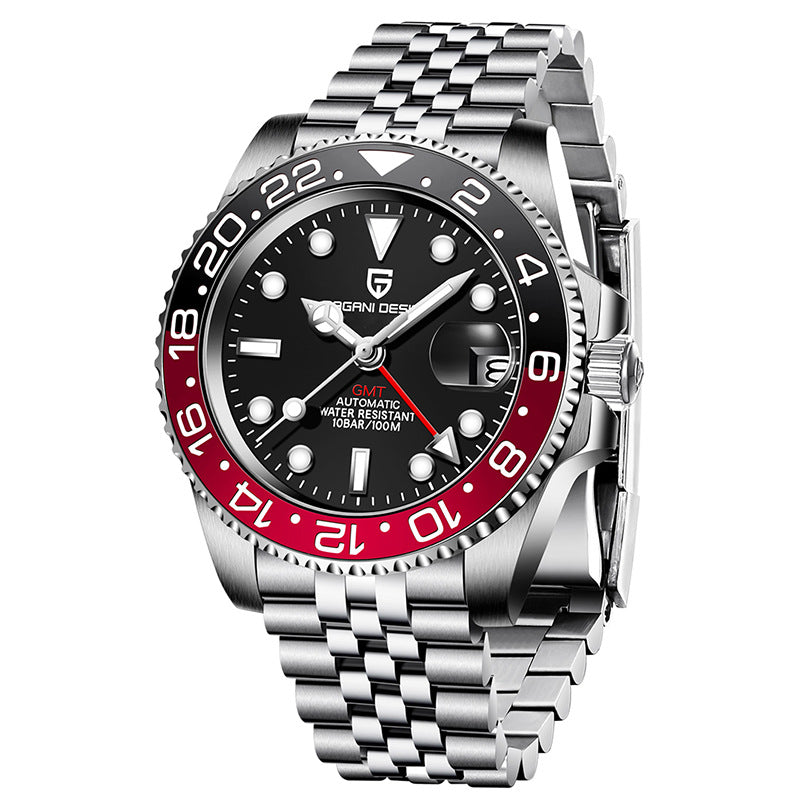 Reloj Mecánico GMT PAGANI DESIGN – Cristal Zafiro, Luminoso, 100m, 24 Estilos