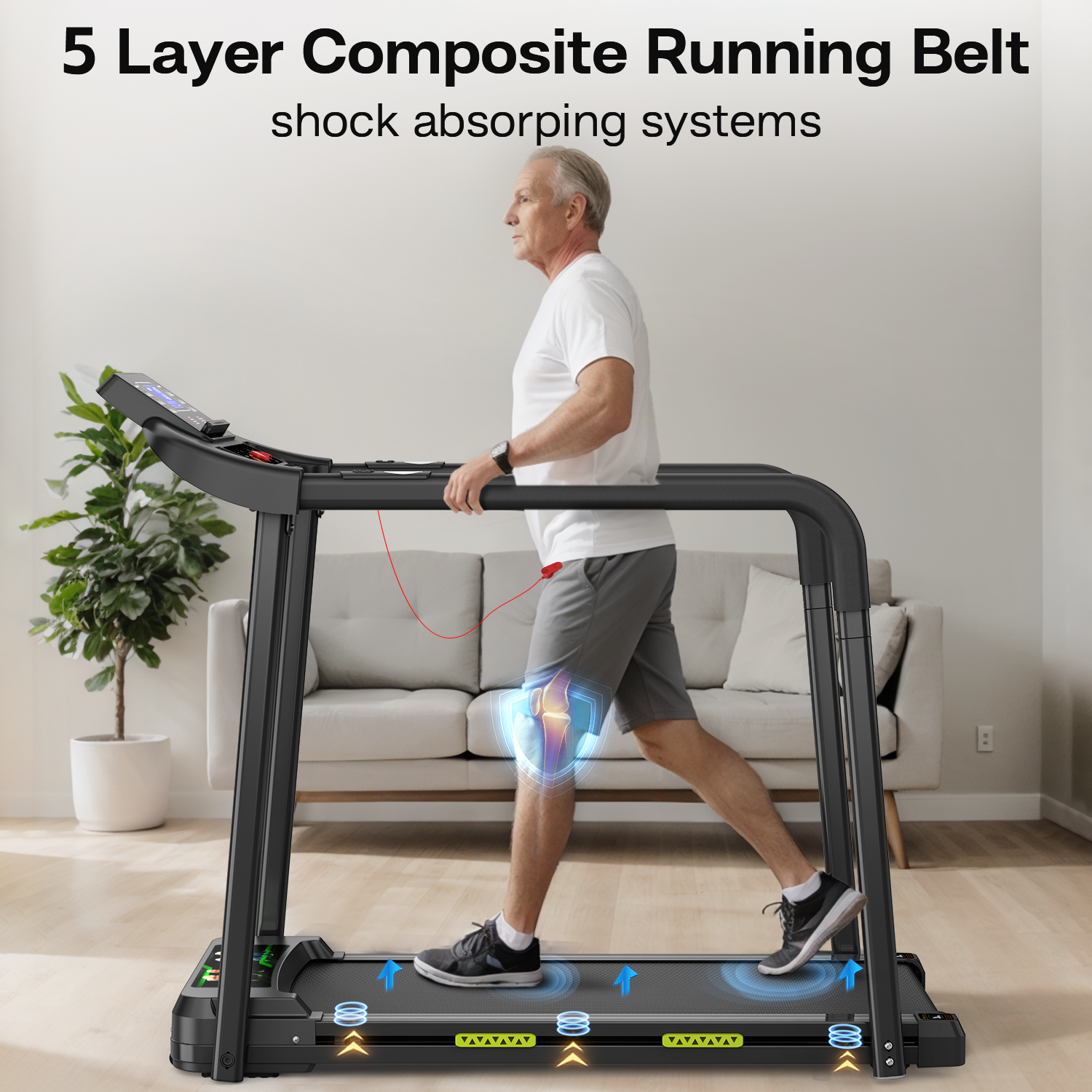 Caminadora para Adultos Mayores ALTSON — Plegable, Barra Larga, Pantalla LED y 300 Lbs