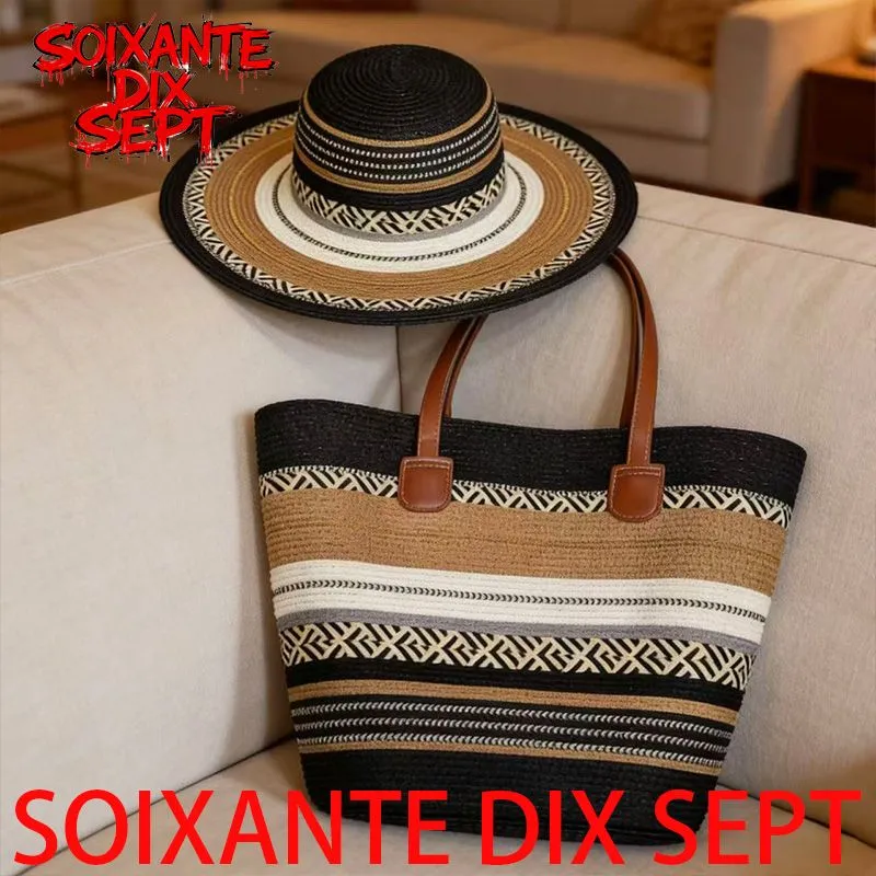Set Bolsa Tote de Paja + Sombrero – Estilo Minimalista, Playa y Verano