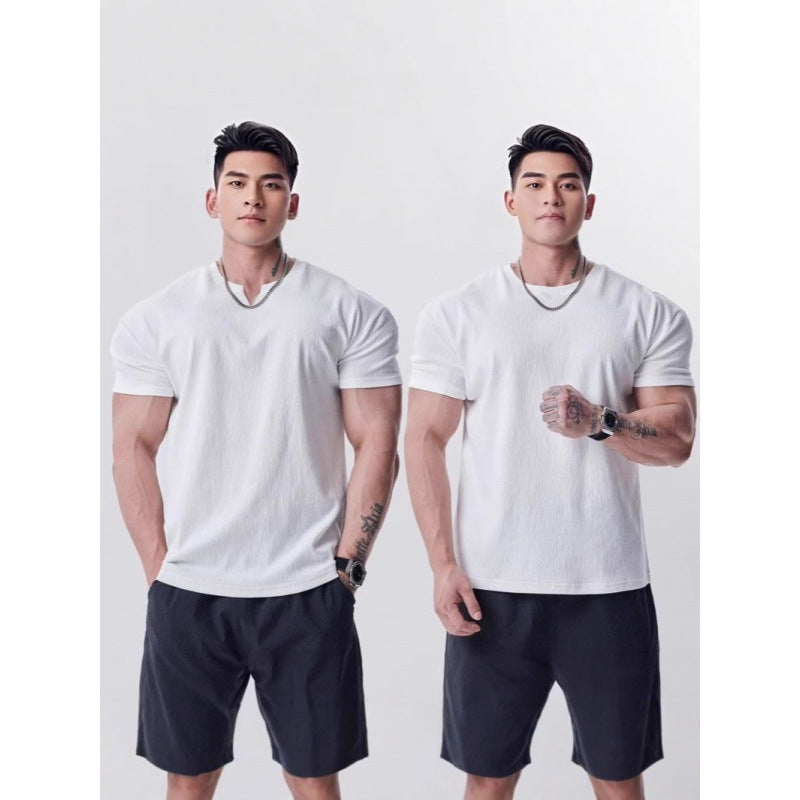 Camiseta Deportiva Casual de Manga Corta para Hombre – Cuello V o Redondo, M a XXXL