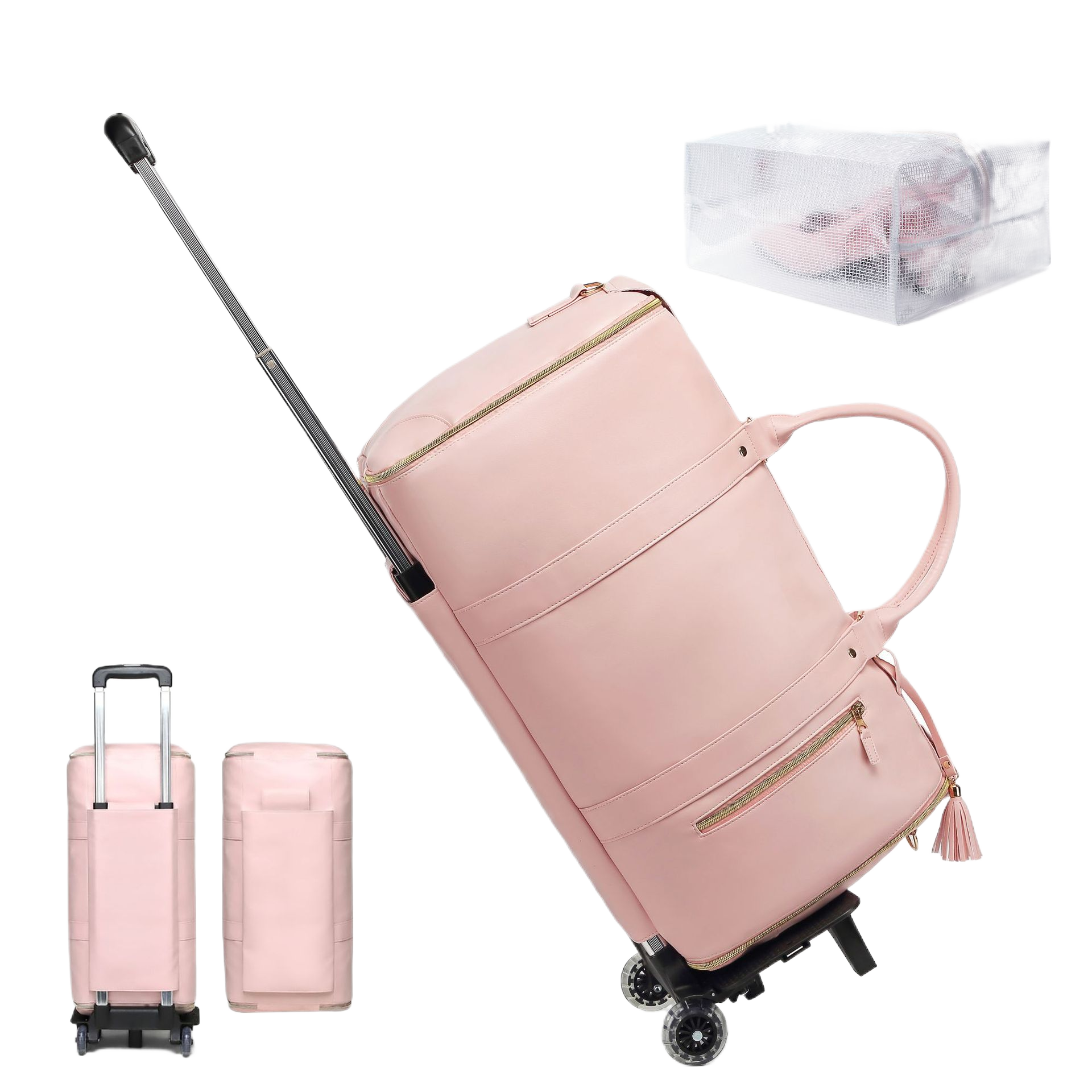 Maleta Trolley Plegable de Viaje – PU 36-55L, Impermeable, Antirrobo, 5 Colores