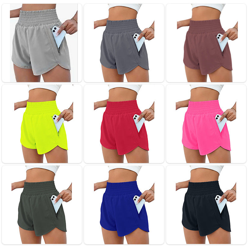 Shorts Deportivos Mujer Cintura Alta Tela Elástica Anti-Exposición S-XXXL | Women High Waist Sport Shorts