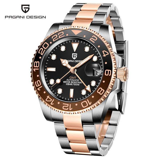 Reloj Mecánico GMT PAGANI DESIGN – Cristal Zafiro, Luminoso, 100m, 24 Estilos