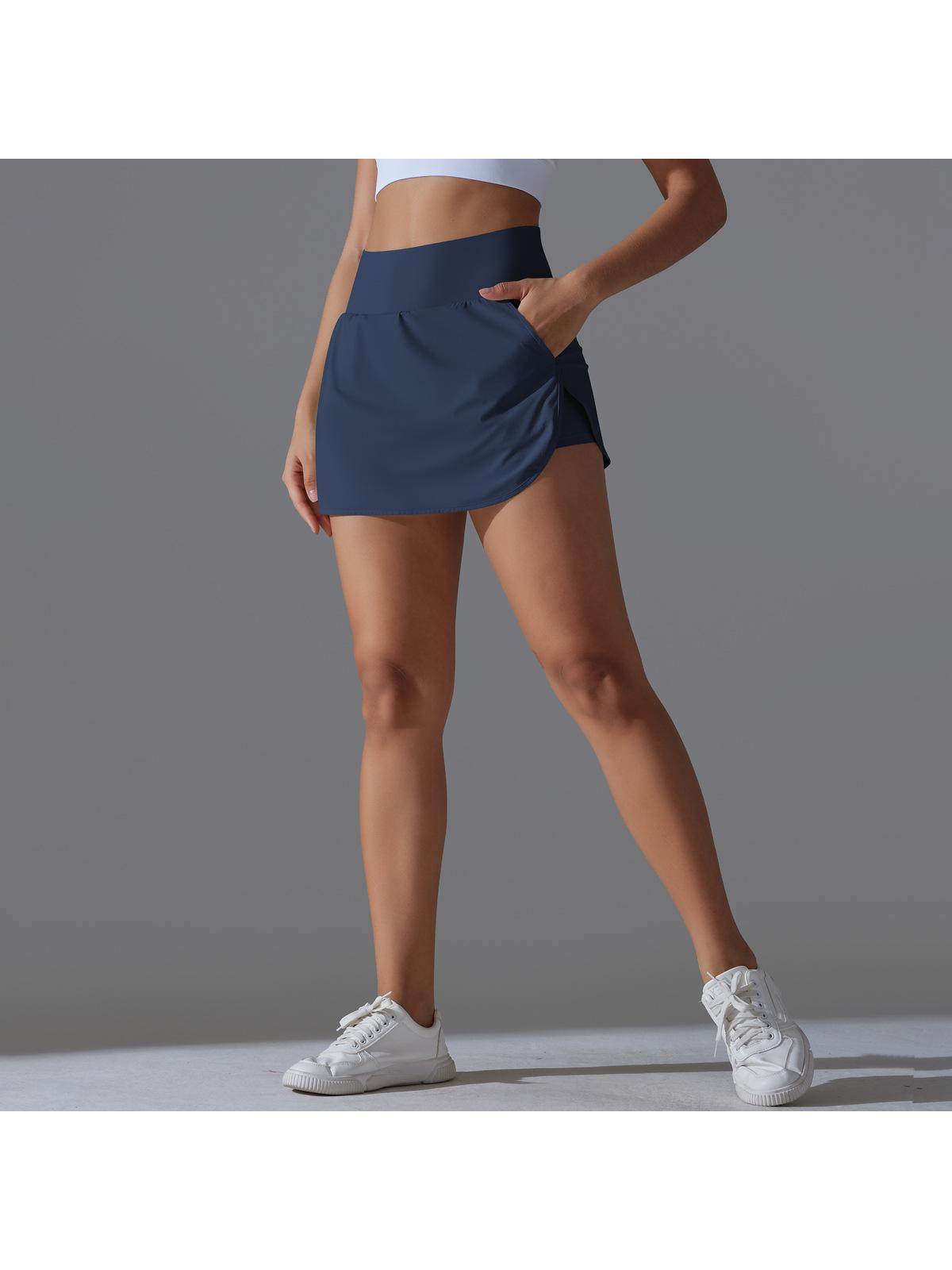 Falda Deportiva Mujer Tenis Yoga Cintura Alta Faux 2 Piezas 100% Poliéster Bolsillo Trasero S-XL 7 Colores | Women Tennis Sports Skirt