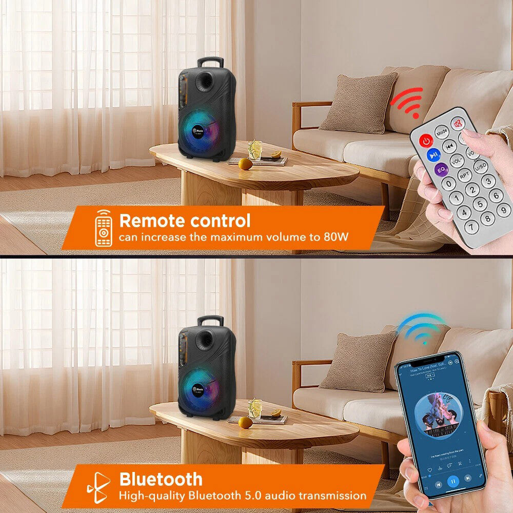 Altavoz Bluetooth 8" Subwoofer con Karaoke, Luces LED y TWS – ALTSON