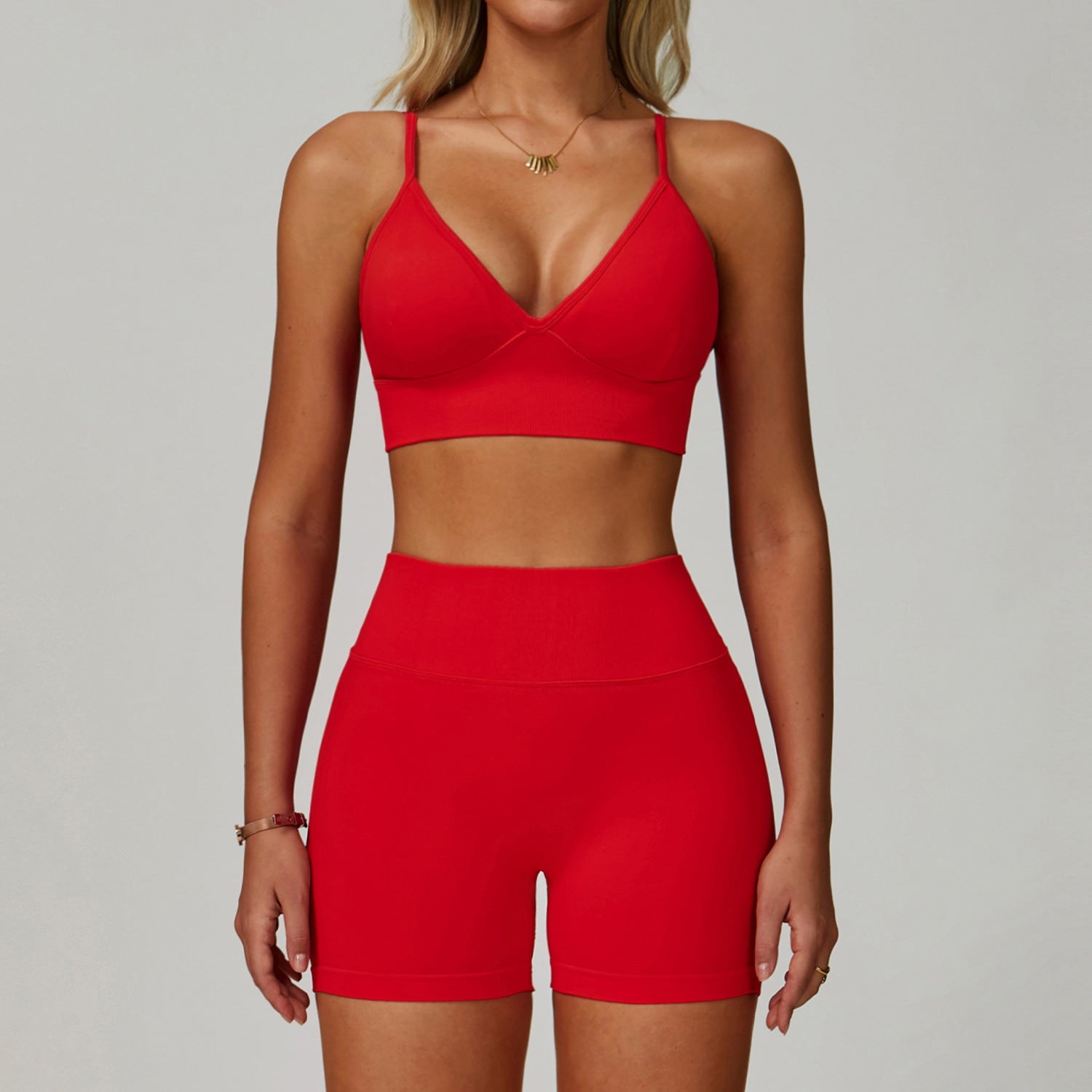 Conjunto Yoga Mujer Sin Costuras 90% Nylon 10% Spandex Moisture-Wicking Bra + Shorts/Pants o Jacket + Shorts 8 Colores S-XL | Women Seamless Yoga Set