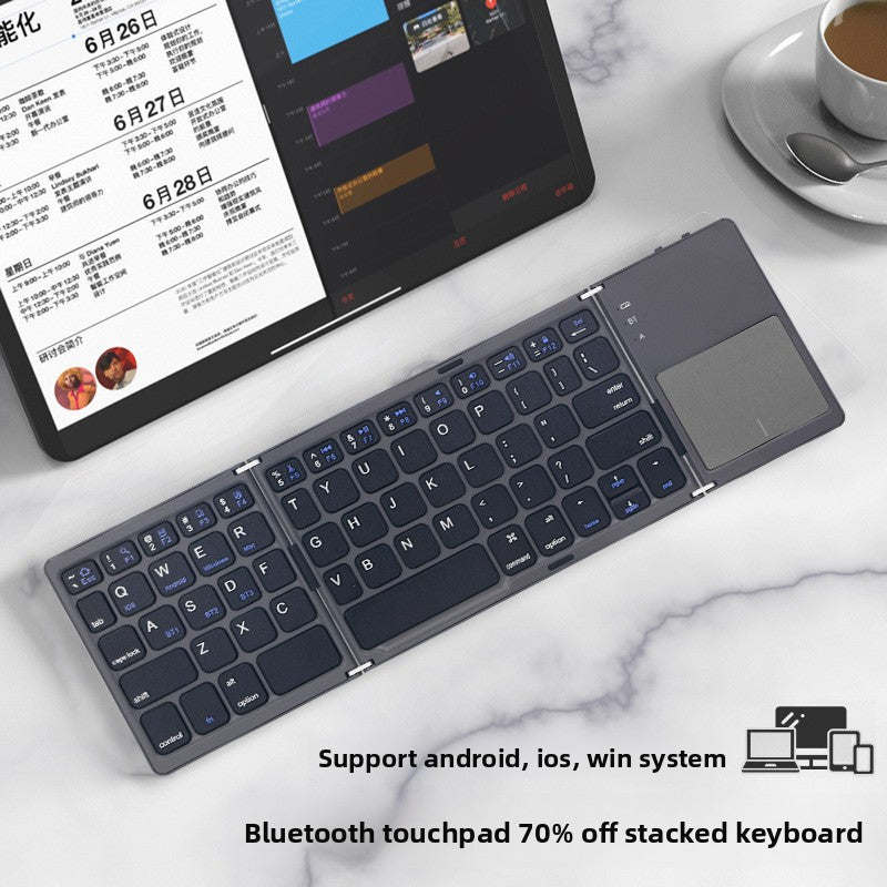 Foldable Bluetooth Keyboard B033 | 64 Keys | Ultra-Slim | Phone Tablet Laptop | Black & Grey