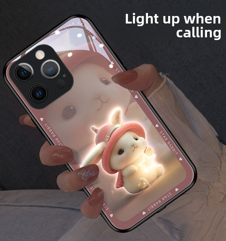 Starry Rabbit Light-Up iPhone Case | Tempered Glass | Glows on Calls
