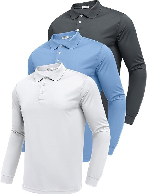 Polo Manga Larga Hombre Secado Rápido – Slim Fit, 95% Poliéster, S a XXXL