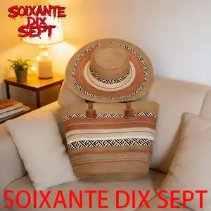 Set Bolsa Tote de Paja + Sombrero – Estilo Minimalista, Playa y Verano