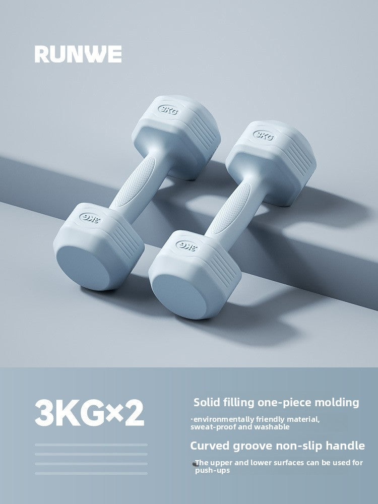 Hexagonal PVC Fitness Dumbbells | Non-Roll | 2kg-8kg | 4 Colors