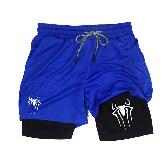 Shorts de Compresión Hombre Estampado Araña Y2K Malla Transpirable 14 Colores M-3XL | Men's Spider Print Compression Sports Shorts