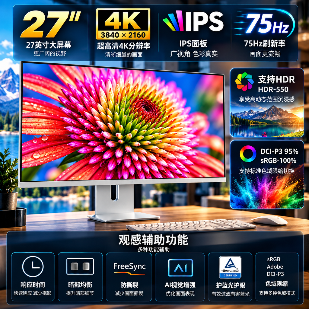 27-Inch 4K 75Hz IPS Monitor | Monitor IPS 4K de 27 pulgadas
