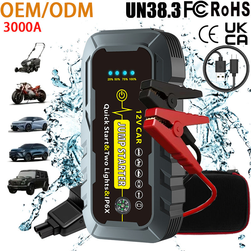 Arrancador Portátil 12V para Autos con Power Bank | IP6X | 1000A-3000A