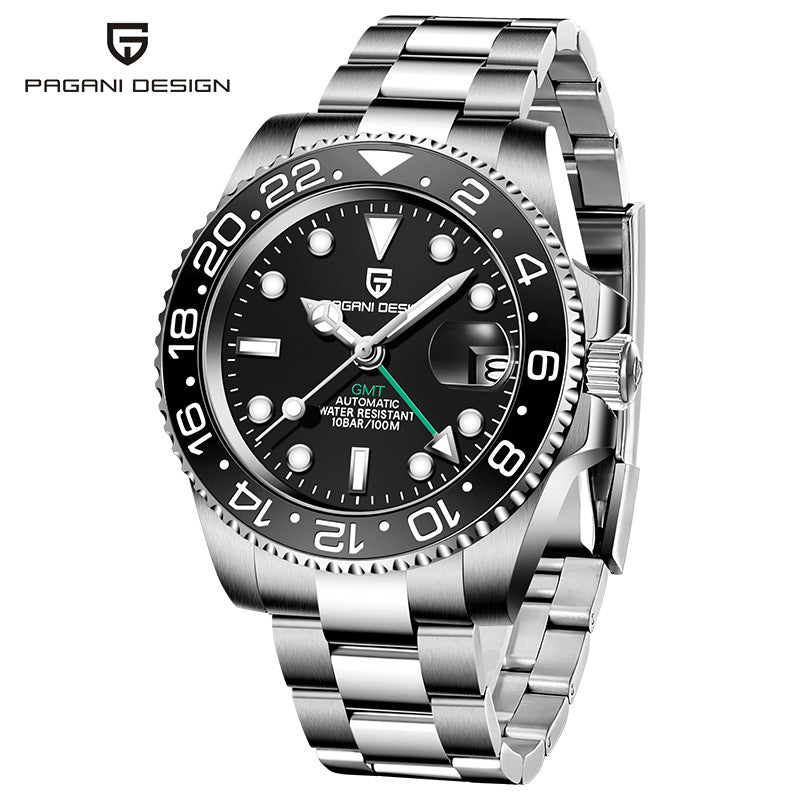 Reloj Mecánico GMT PAGANI DESIGN – Cristal Zafiro, Luminoso, 100m, 24 Estilos