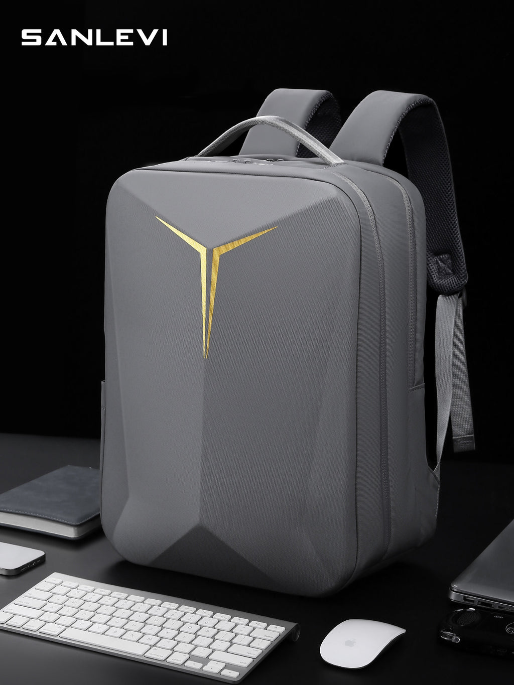 Hard Shell Business Laptop Backpack | Oxford Fabric | Under 20L | Fits 15" | Silver Gray