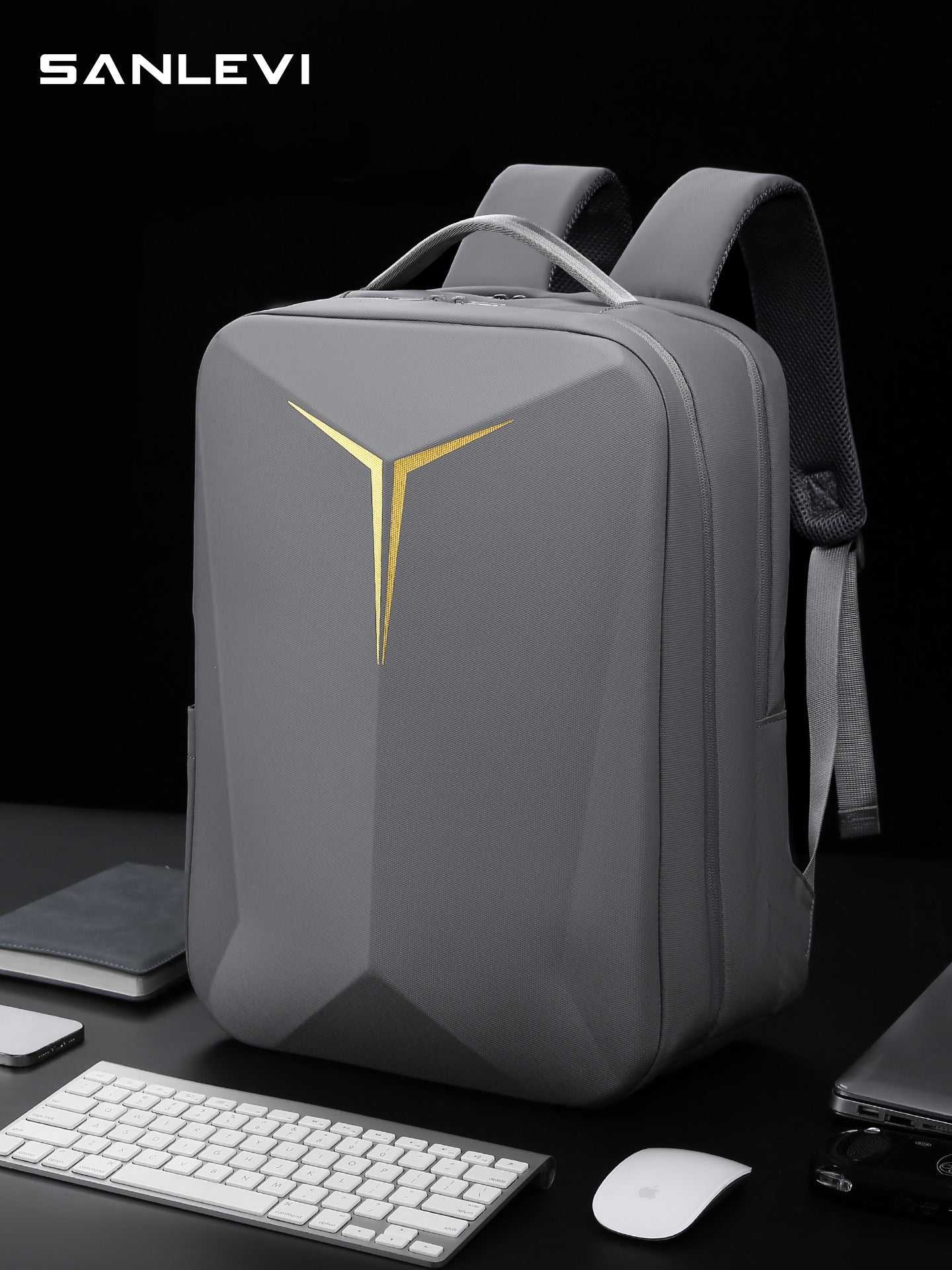 Hard Shell Business Laptop Backpack | Oxford Fabric | Under 20L | Fits 15" | Silver Gray