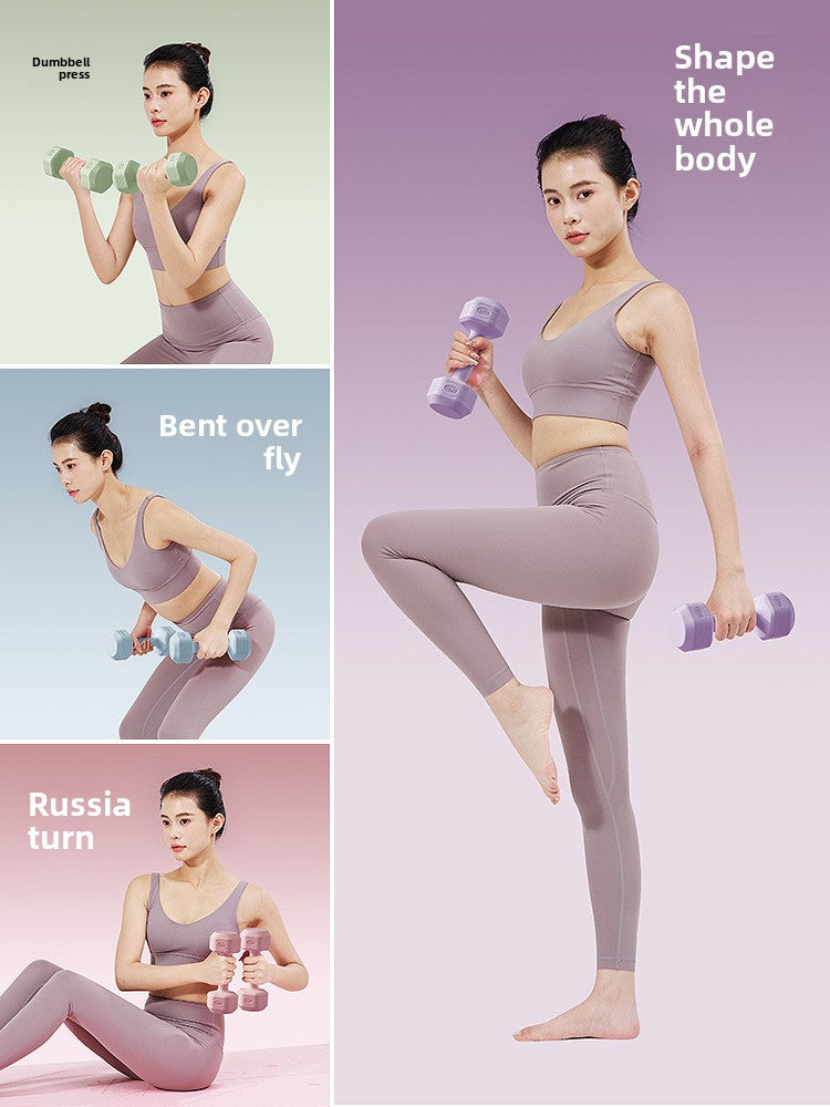 Hexagonal PVC Fitness Dumbbells | Non-Roll | 2kg-8kg | 4 Colors