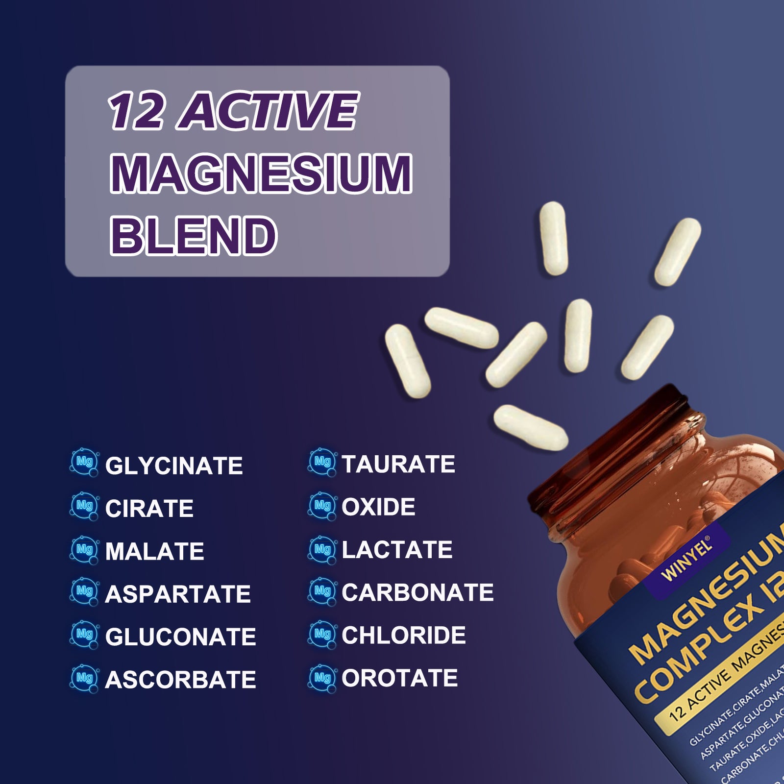 Magnesium Complex 12-in-1 | 700mg | 120 Capsules - Sleep, Calm & Muscle Support