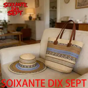 Set Bolsa Tote de Paja + Sombrero – Estilo Minimalista, Playa y Verano