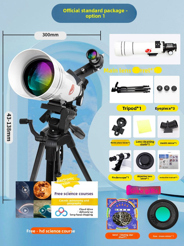Telescopio Astronómico Refractivo 200x 70mm – Kit Completo con Oculares y Trípode