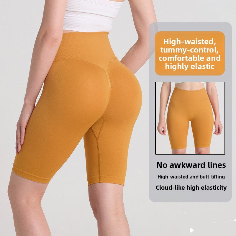 Shorts Yoga Running Mujer Cintura Alta Compresión 95% Nylon 5% Spandex Hip Lifting Moisture-Wicking 5" 14 Colores S-L | Women High Waist Compression Yoga Running Shorts