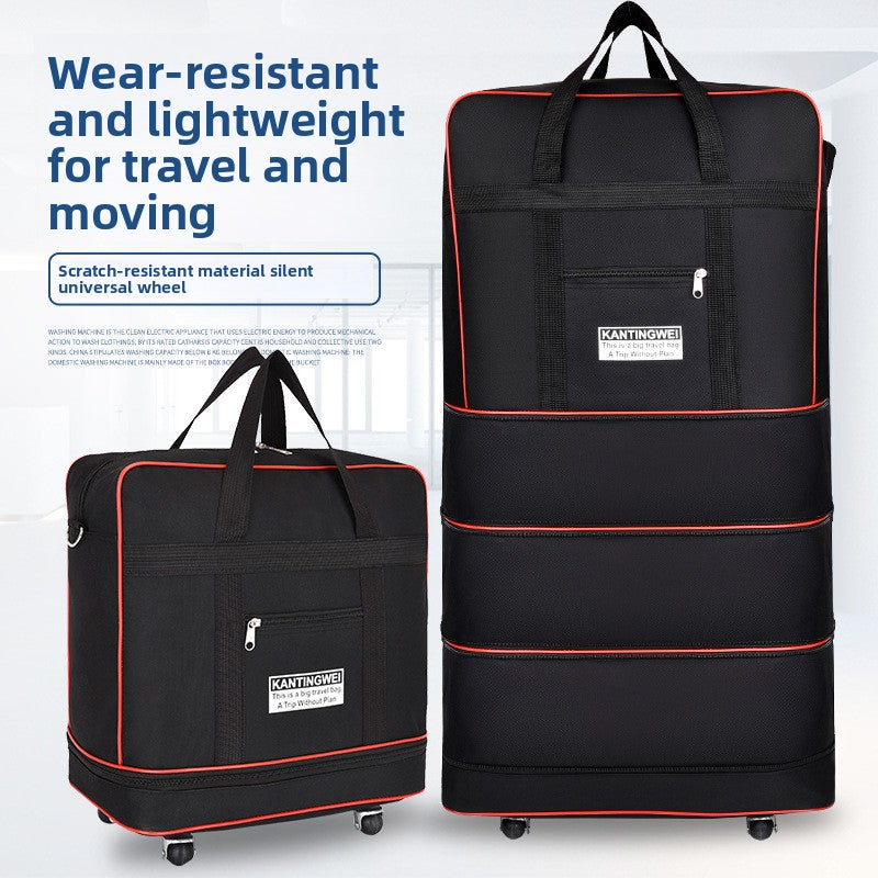 Expandable Oxford Cloth Travel Suitcase | 56-75L | Stainless Steel Wheels | S-XL