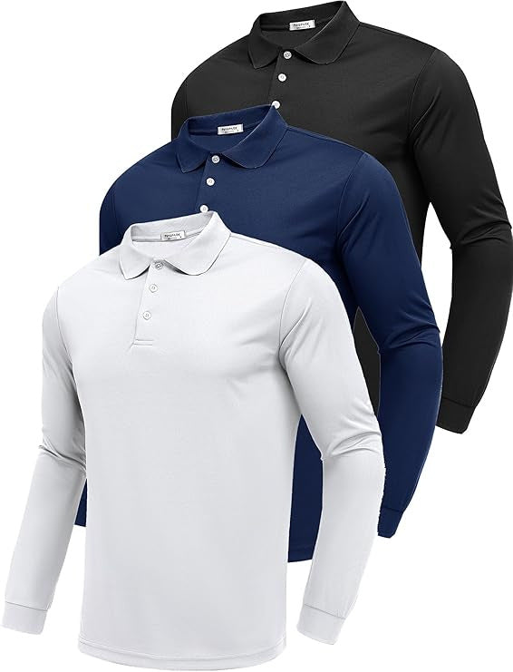 Polo Manga Larga Hombre Secado Rápido – Slim Fit, 95% Poliéster, S a XXXL