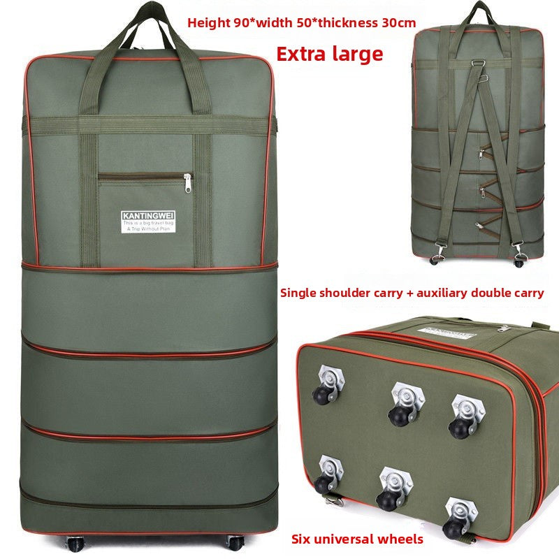Expandable Oxford Cloth Travel Suitcase | 56-75L | Stainless Steel Wheels | S-XL