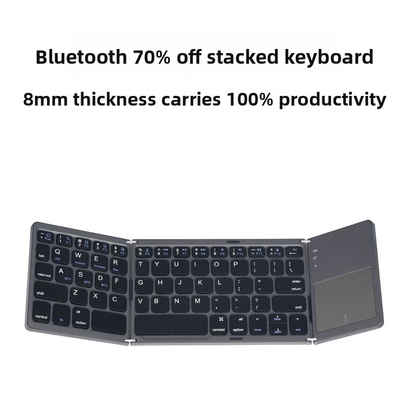 Foldable Bluetooth Keyboard B033 | 64 Keys | Ultra-Slim | Phone Tablet Laptop | Black & Grey