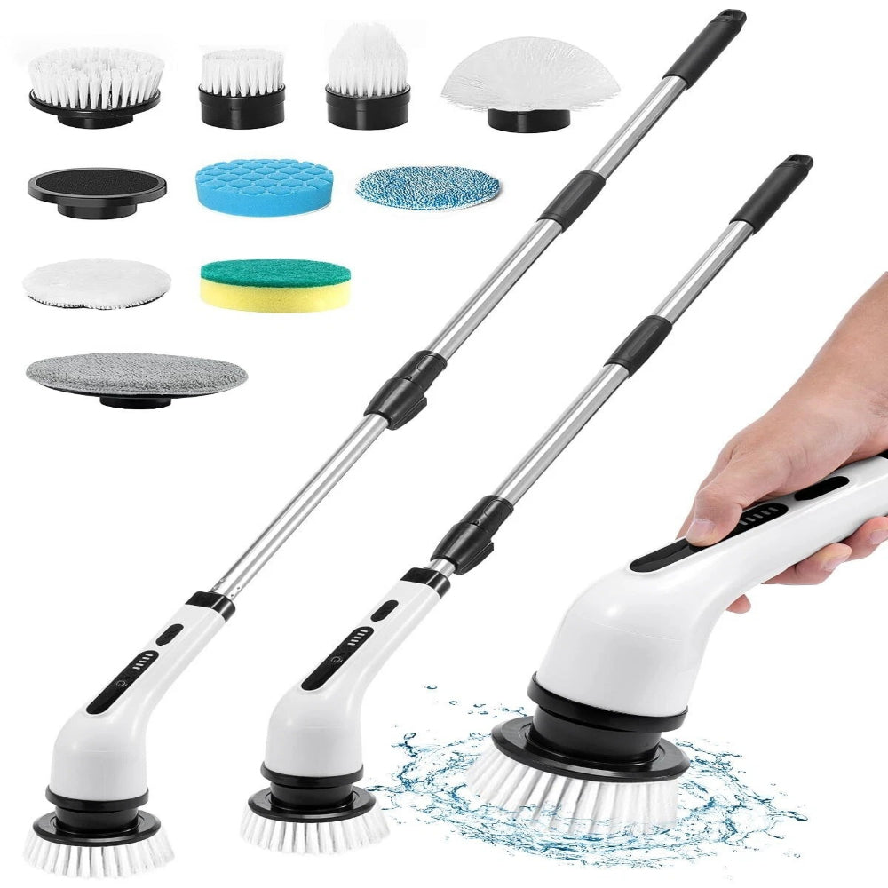 ALTSON Electric Spin Scrubber — 9 Replaceable Brush Heads, Extendable Rod & 90-Min Battery