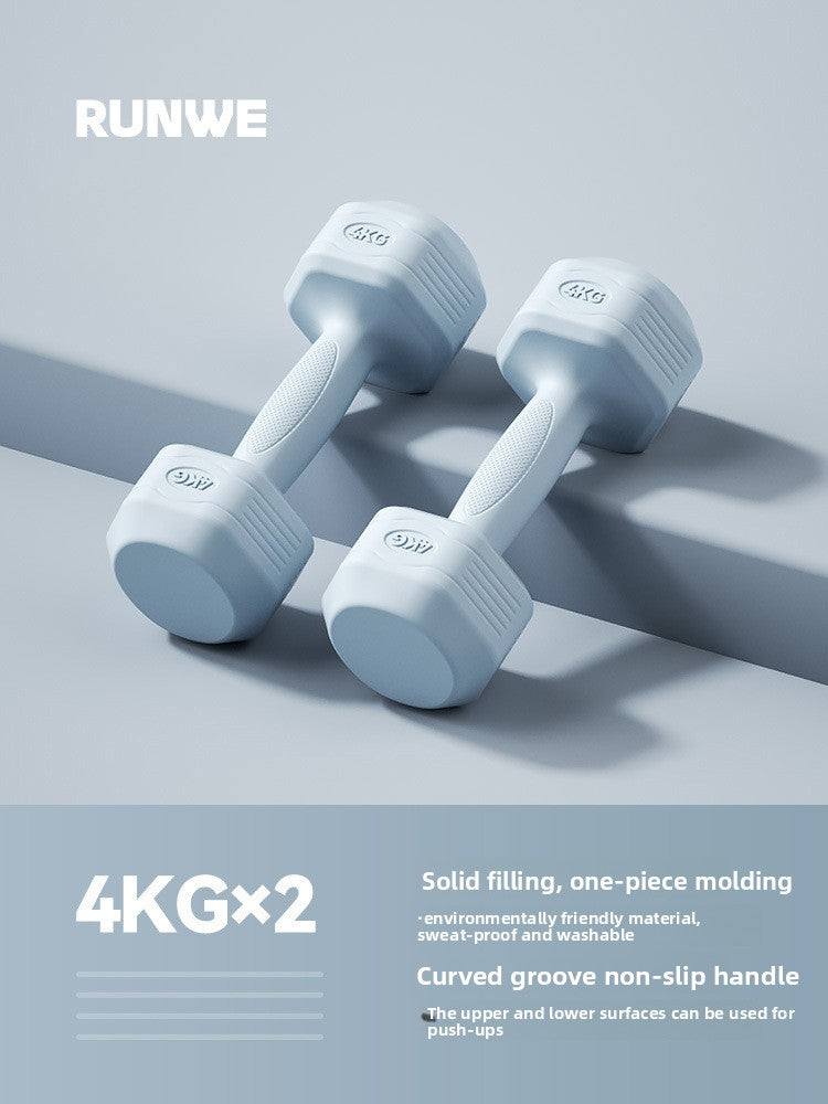 Hexagonal PVC Fitness Dumbbells | Non-Roll | 2kg-8kg | 4 Colors