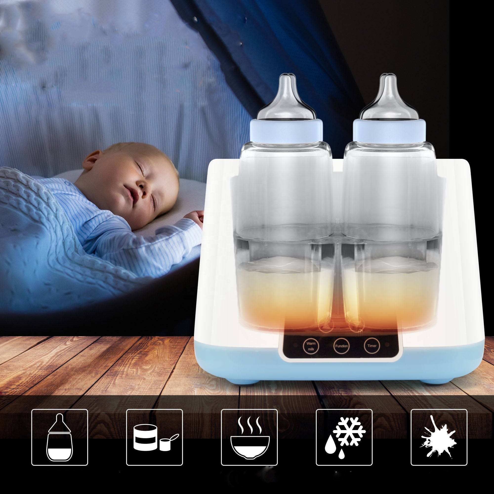 ALTSON Calienta Biberones Inteligente — 4 Biberones Simultáneos, Termostato, Control Remoto