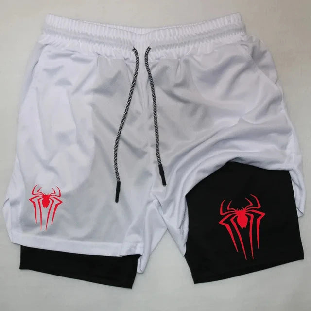 Shorts de Compresión Hombre Estampado Araña Y2K Malla Transpirable 14 Colores M-3XL | Men's Spider Print Compression Sports Shorts