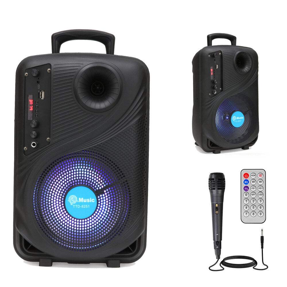 Altavoz Bluetooth 8" Subwoofer con Karaoke, Luces LED y TWS – ALTSON